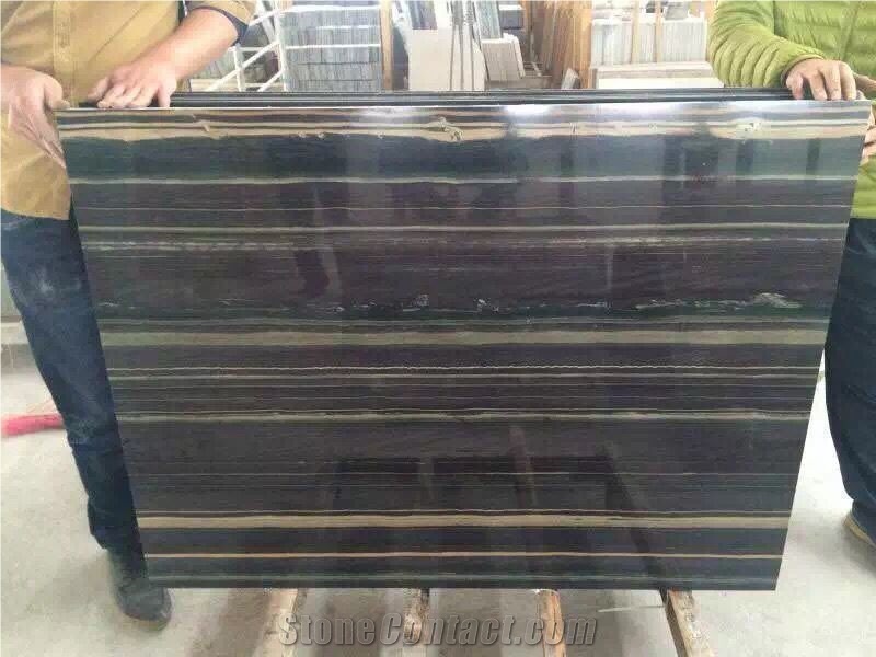 New Stone-Tobacco Black Wooden Marble with Green Veins Slabs,New Obama Marble Slabs,Eramosa Tiles for Hotel Flooring