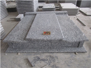 Factory Price China Sea Wave Granite Trible Tombstone, Cheap Poland Style Spary White Tombstone