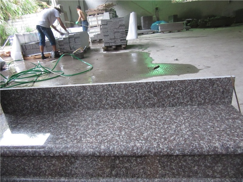 G664 Luoyuan Red Granite Stair Polished Round Edge