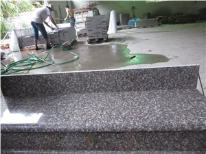 G664 Luoyuan Red Granite Stair Polished Round Edge