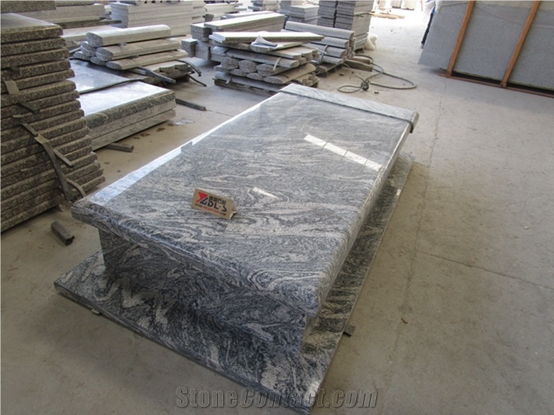 High Quality China Juparana Granite Tombstone Single Monuments, Poland Western Style Monuments Design