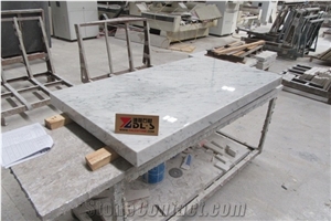 Italian Bianco Carrara White Base White Marble Countertops Polished 2+3cm Edges