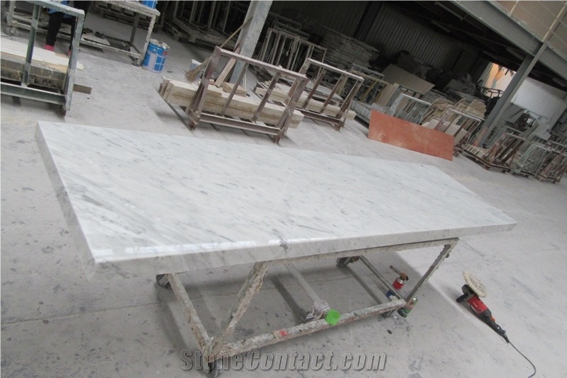Italian Bianco Carrara White Marble Countertop Polished Tabletop