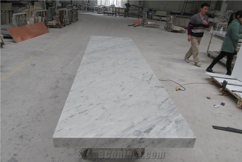 Italian Bianco Carrara White Marble Countertop Polished Tabletop