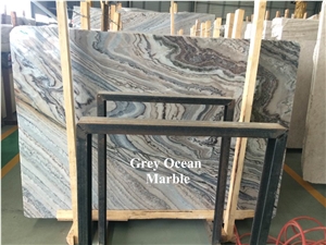 Grey Ocean Marble Grey Marble Slab Polished for Interior Decoration