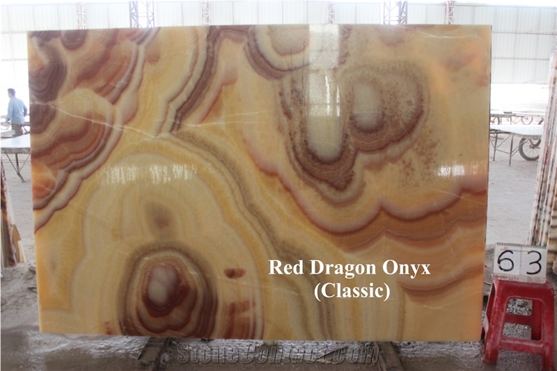 New Production Classic Red Dragon Onyx Slab Polished
