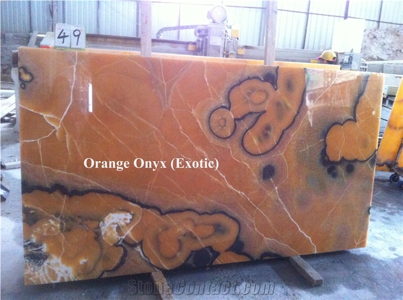 New Production Exotic Orange Onyx Slab Polished for Interior Decoration