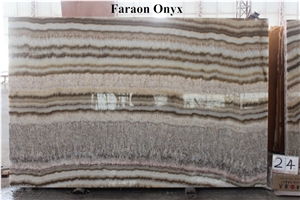 New Prodution Faraon Onyx Brown Onyx Slab for Vein Cut Polished