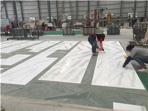 White Marble Slabs & Tiles,Installing Steel for New Productions Materials White Marble