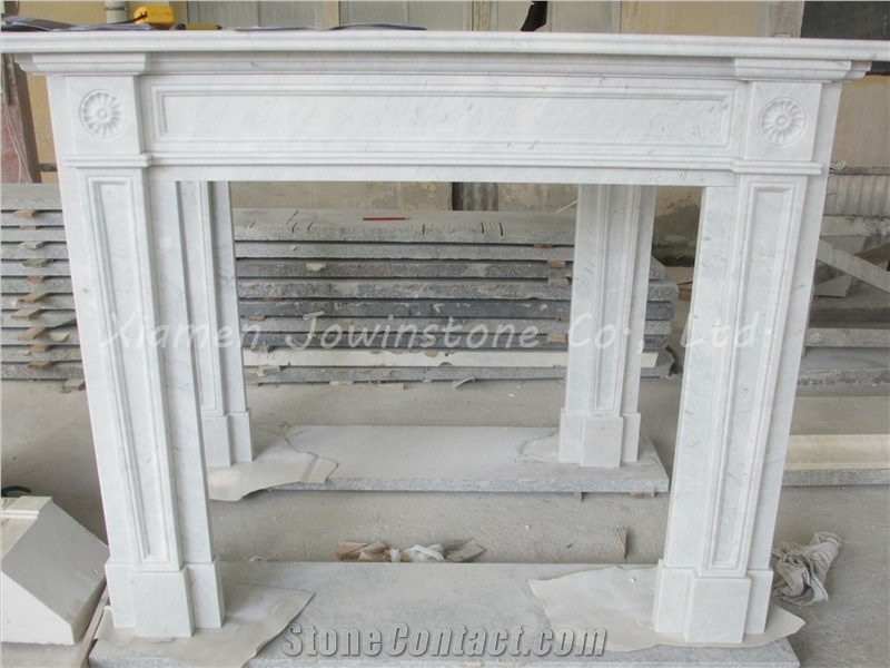 Polished China White Marble Fireplace Mantel/Hearth/Design/Surround, White Marble Fireplace, European Style.