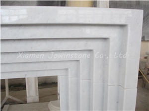 Polished China White Marble Fireplace  mantel/hearth/design/surround, Stepped Fireplace