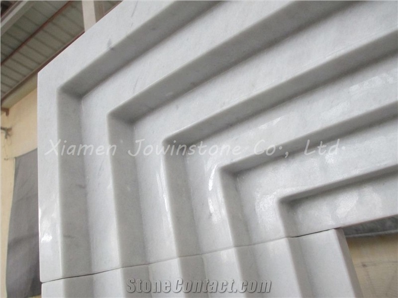 Polished China White Marble Fireplace  mantel/hearth/design/surround, Stepped Fireplace