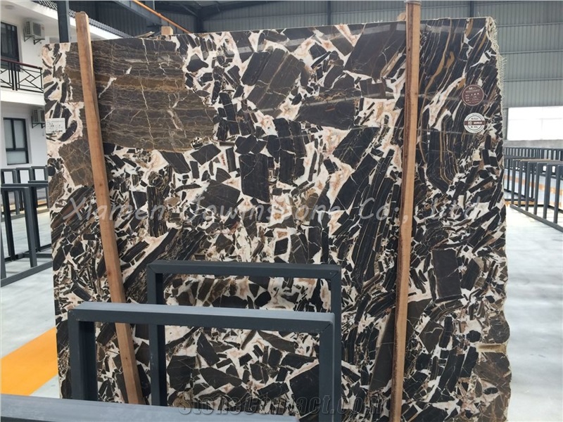 Polished Chinese Onyx Kylin, China Brown & White Marble for Wall, Tiles,Flooring,Etc