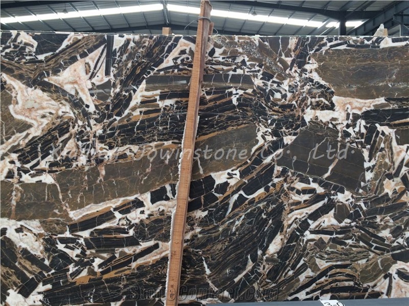 Polished Chinese Onyx Kylin, China Brown & White Marble for Wall, Tiles,Flooring,Etc