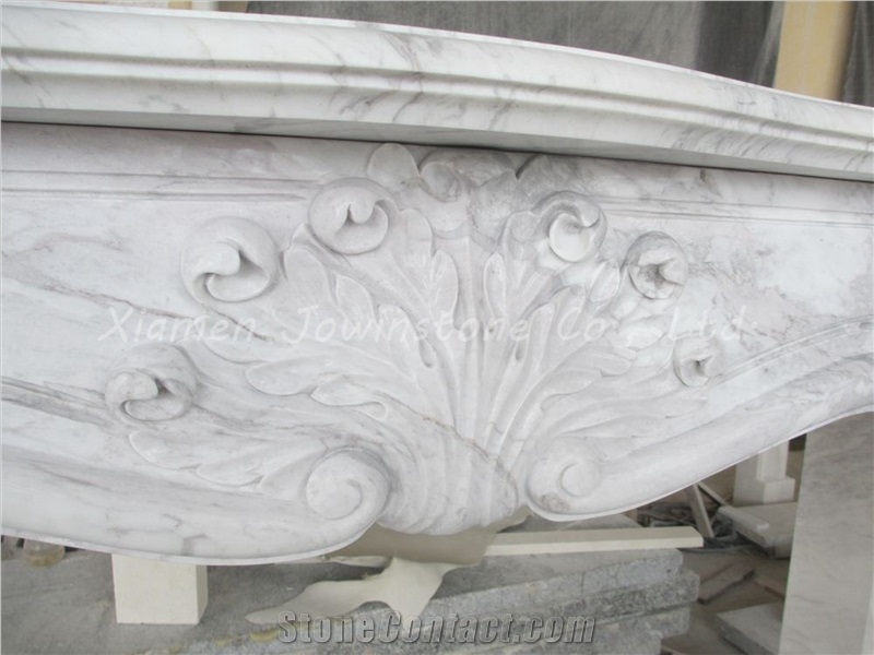 Polished White Marble Fireplace Mantel/Hearth/Design/Surround, Volakas Fireplace, British Style Fireplace.