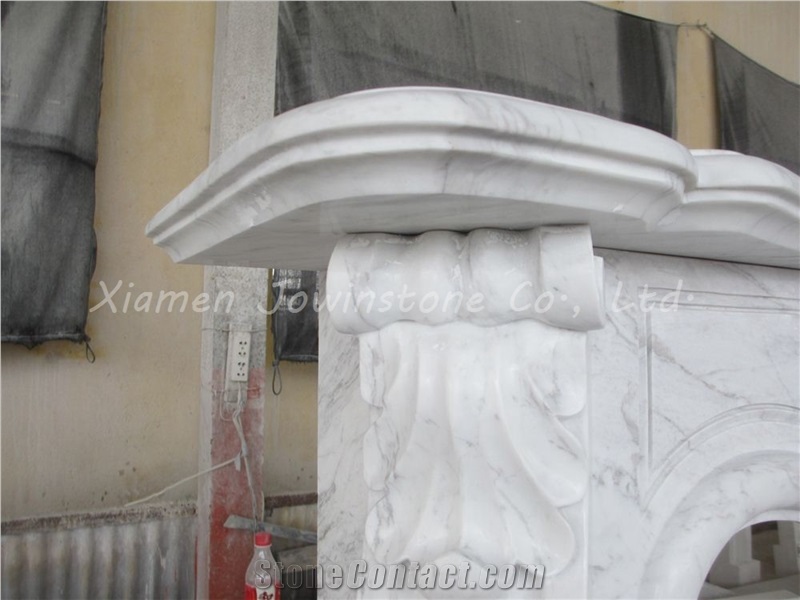 Polished White Marble Fireplace Mantel/Hearth/Design/Surround ...