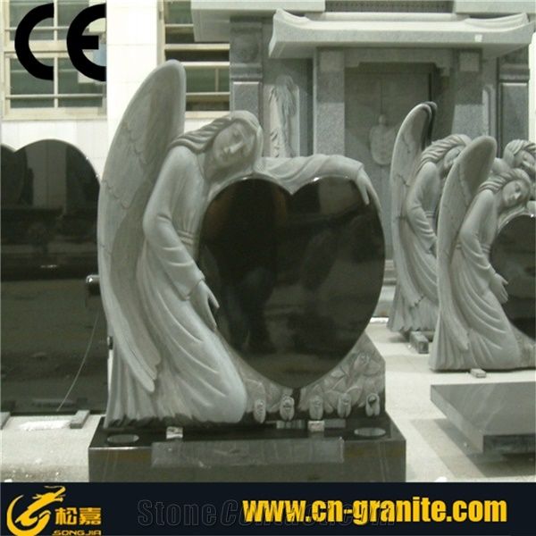 Angel Heart Headstone Monument Tombstone.Double Heart Shaped Headstone ...