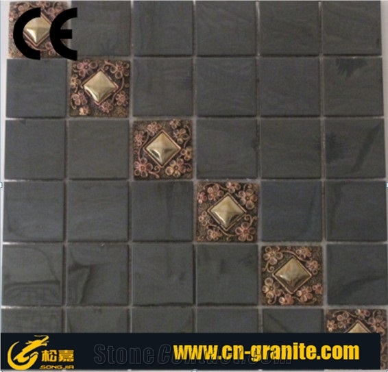 Black Color Glossy Metal Mosaic for Wall Tile,Mosaic Glass