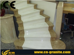 China Marble Stairs for Sale, Pure White with Light Emperador Stair