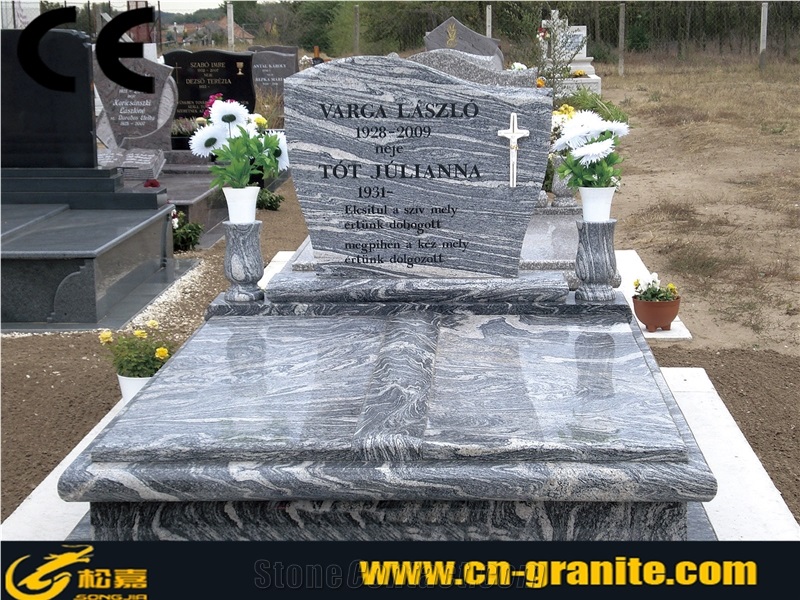 G603 Grey Granite Monument & Tombstone, European Style Headstone, China Granite Carving Single Monument Design