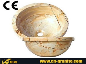 High Polished Beige Marble Sink for Outdoor and Indoor,Cheap Factory Price