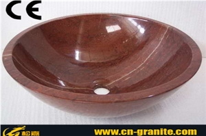 High Polished Natural Red Marble Stone Bathroom Basins, Wash Bowls for Sale