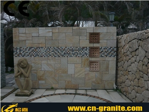 Slate Cultured Stone,Wall Cladding,Yellow Slate,Good Quality and Best Price