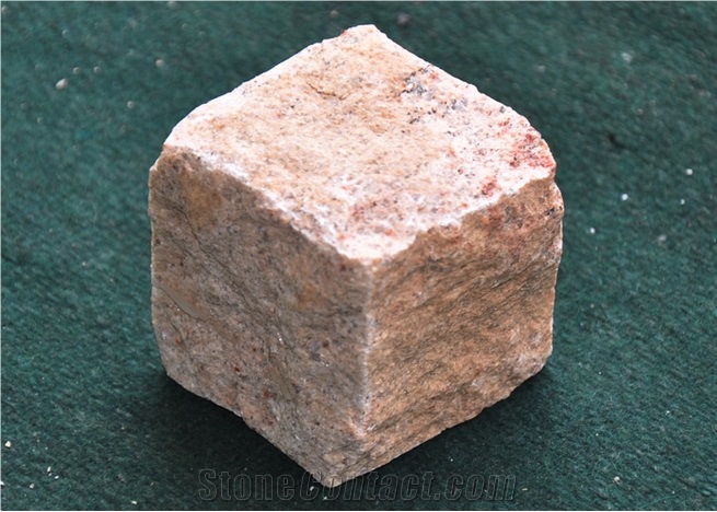 Pink Granite Cube Stone, Pavers, Cobble Stone India
