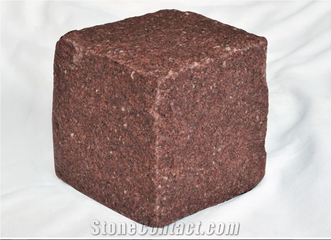 Ruby Red Granite cube stone, cobble stone, pavers 