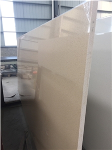 Bestone Beige Color Quartz Stone Slab Size 3200*1600mm or 3000*1400mm for Pre-Fabricated Cut-To-Size Corian Kitchen Countertop / Bar Top and Bathroom Vanity Top