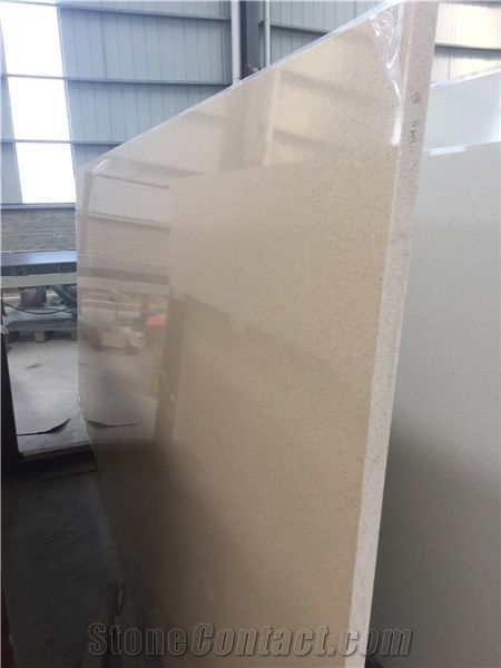 Bestone Beige Color Quartz Stone Slab Size 3200 1600mm Or 3000