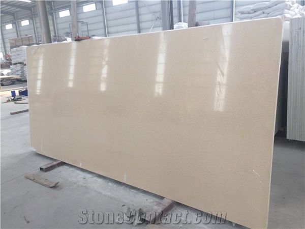 Bestone Beige Color Quartz Stone Slab Size 3200 1600mm Or 3000