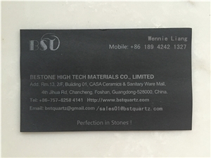 Bestone China Engineered Quartz Stone Black Color for Kitchen Worktops Countertops and Bench Top 2/3cm Thick Solid Surfaces