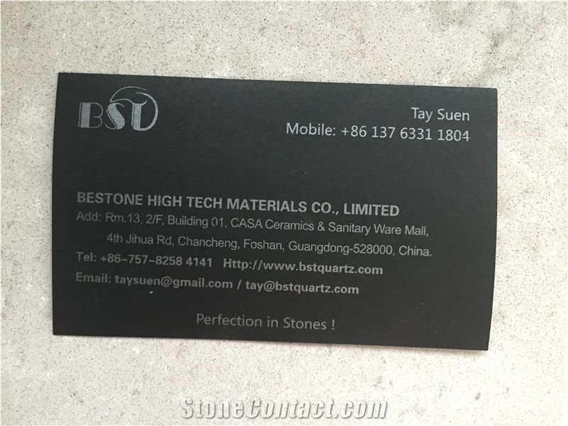 Bestone China Man-Made Quartz Stone for Multifamily/Hospitality Projects Slab Size 3200*1600mm or 3000*1400mm with High Compression Strength