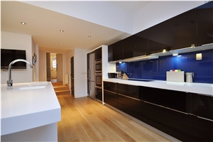 Bestone Plain White Quartz Stone Pre-Fabricated Tops Customized Countertop Shapes with Various Edge Profiles