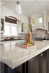 Enviroment-Friendly&Safety Quartz Stone Pre-Fabricated Tops Customized Kitchen Countertop Shapes with Various Edge Profiles