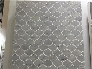 Arabesque Picket Mosaic,Bianco Carrara Marble Wall Mosaic