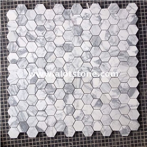 Carrara Marble Polished 1 Inch Hexagon Mosaic Tile