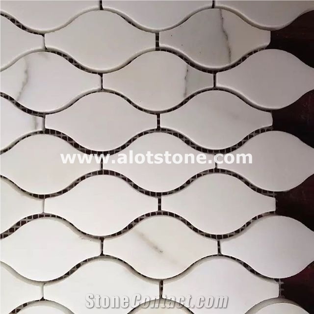 Carrara White Marble Wave Lantern Mosaic Tile