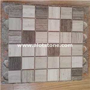 Wood Grey Marble Square Mosaic Tile, Wood Grain Grey Marble Mosaic