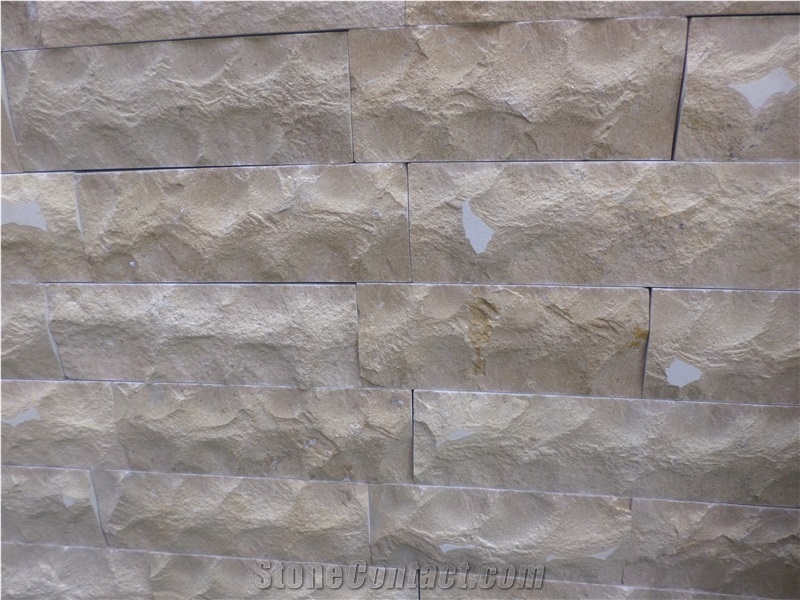 Golden Sinai Limestone Mushroom Split Face for Wall Cladding, Yellow Limestone Mushroom