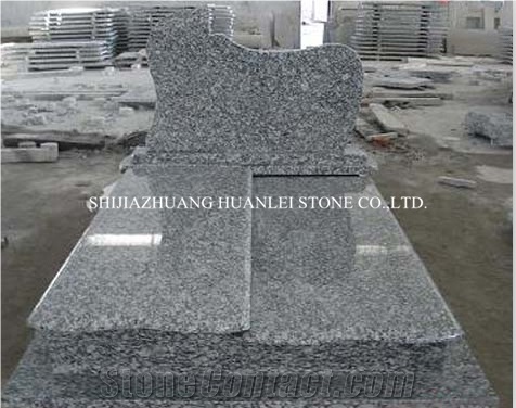 Granite Tombstone Design, Grey and White Granite Monument, Memorial, Western Style Headstone, Gravestone, Cemetery Tombstone