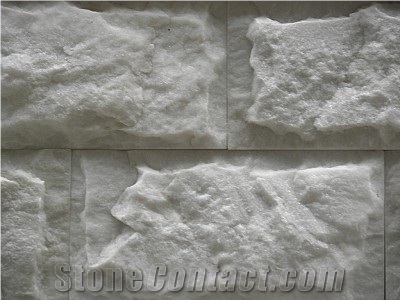 Milky Marble Mushroomed Wall Cladding Tiles, White Marble Mushroom Stone Tiles, Wall Cladding