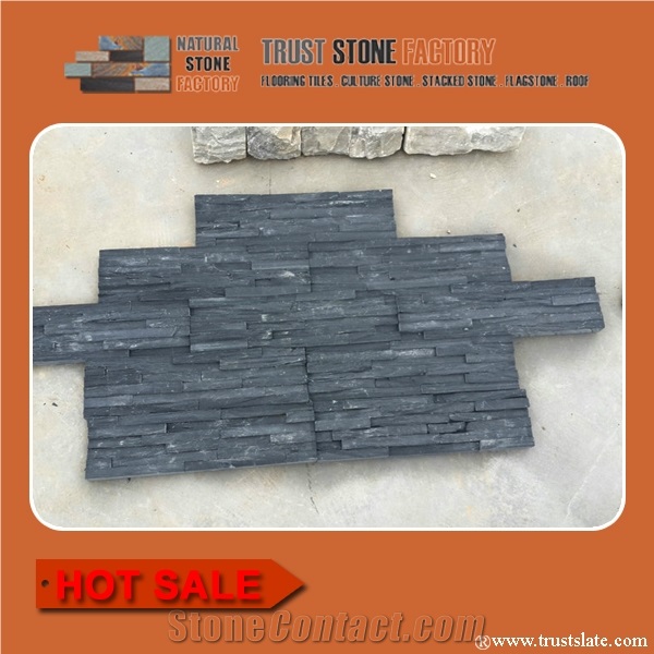 Black Slate Ledge Stone,Factory Direct Supply Black Slate Stacked Stone Veneer,Cheap Price Black Slate Culture Stone Veneer