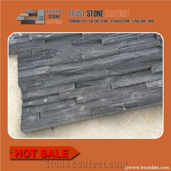 Black Slate Ledge Stone,Factory Direct Supply Black Slate Stacked Stone Veneer,Cheap Price Black Slate Culture Stone Veneer