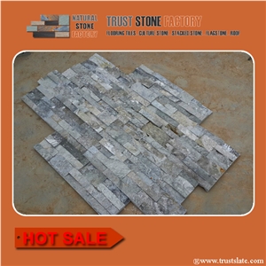 Cheap Price Ostrich Grey Slate Cultured Stone, Fireplace Wall Cladding, Stacked Stone Siding,Stone Factory Supply Stack Stone Veneer Panel