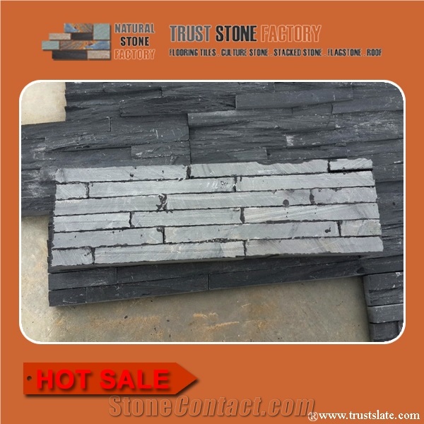 Nature Slate Stone Siding,Ledgestone Cladding,Cultured Slate Stone Facade,Slate Stacked Stone Veneer,Black Slate Stone Panels