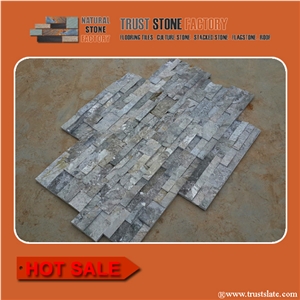 Ostrich Grey Slate Cultured Stone for Fireplace Stone Facade, Stacked Stone Veneer, Stone Corner Veneer, Ledge Stone Siding