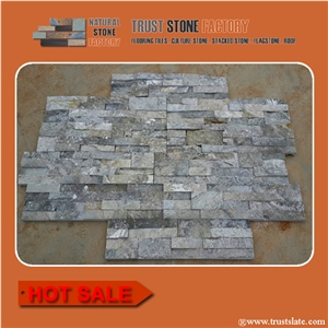 Ostrich Grey Slate Cultured Stone for Fireplace Stone Facade, Stacked Stone Veneer, Stone Corner Veneer, Ledge Stone Siding