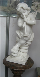 Beige Marble Angel Child Sculpture Garden Sculpture